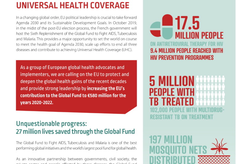 Civil society calls on the European Commission to pledge €580 million for the Global Fund to fight AIDS, TB & Malaria